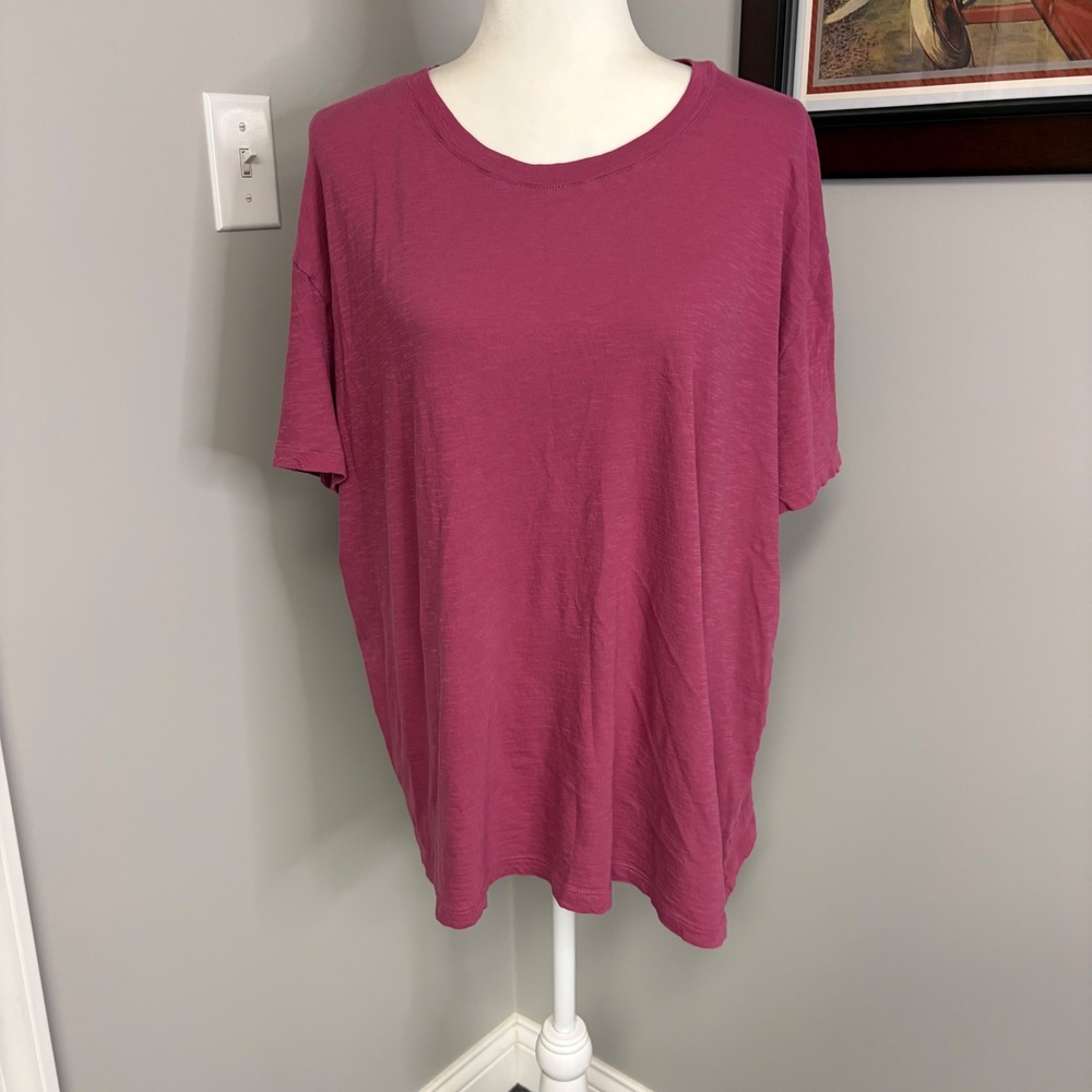 Pact Organic Cotton Slub T-Shirt Berry Pink Relaxed Fit Crew Neck XL